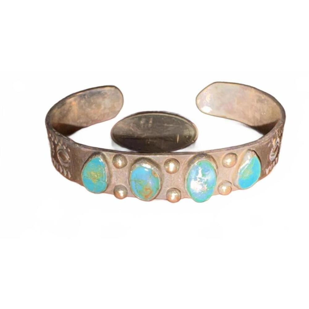 Antique Hand Made Navajo Turquoise and Silver Cuff Bracelet